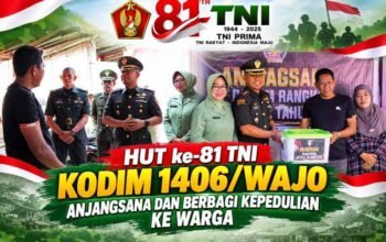 HUT ke-81 TNI, Kodim 1406/Wajo Anjangsana dan Berbagi Kepedulian ke Warga