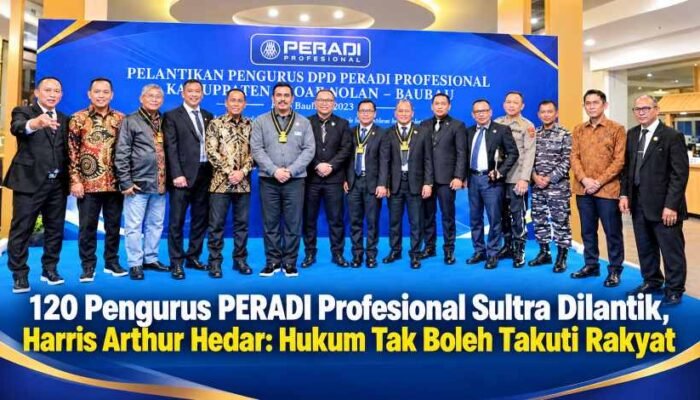 120 Pengurus PERADI Profesional Sultra Dilantik, Harris Arthur Hedar: Hukum Tak Boleh Takuti Rakyat