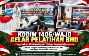 HUT ke-81 TNI, Kodim 1406/Wajo Gelar Pelatihan Bantuan Hidup Dasar dan Bakti Sosial Kesehatan