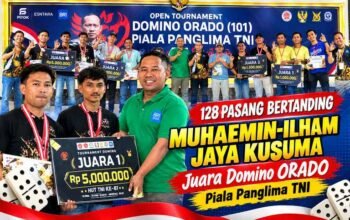 128 Pasang Bertanding, Muhaemin-Ilham Jaya Kusuma Juara Domino ORADO Piala Panglima TNI