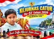 Ewako ! Daffa Alfarabi Wakili Sulsel Kategori Under-13 di Kejurnas Catur ke-51 Tahun 2026 di Banten