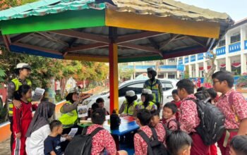 Serunya Belajar Keselamatan Jalan Raya, Satgas Operasi Patuh Masuk ki Sekolah Dasar