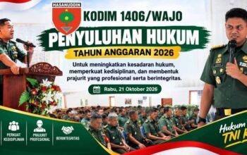 Kodim 1406/Wajo Gelar Penyuluhan Hukum, Perkuat Disiplin dan Integritas Prajurit