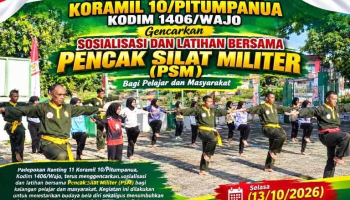 Koramil 10/Pitumpanua Latih Pelajar Silat, PSM Kodim 1406/Wajo Bidik Bibit Atlet Muda