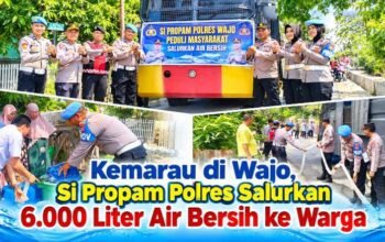 Kemarau di Wajo, Si Propam Polres Salurkan 6.000 Liter Air Bersih ke Warga