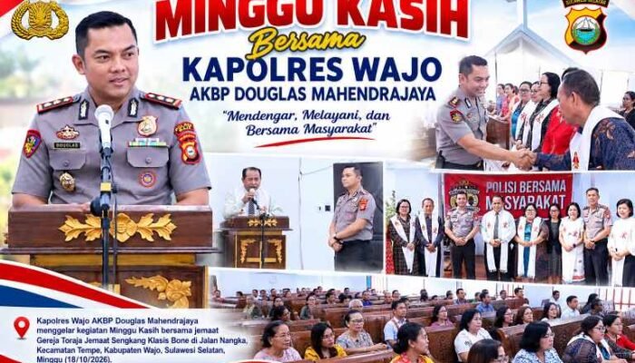 Kapolres Wajo Gelar Minggu Kasih di Gereja Toraja Sengkang, Sampaikan Pesan Kamtibmas