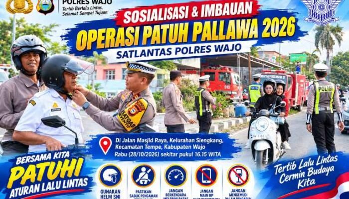 Polres Wajo Gencarkan Sosialisasi Operasi Patuh Pallawa 2026, Pengendara Diimbau Tertib Berlalu Lintas