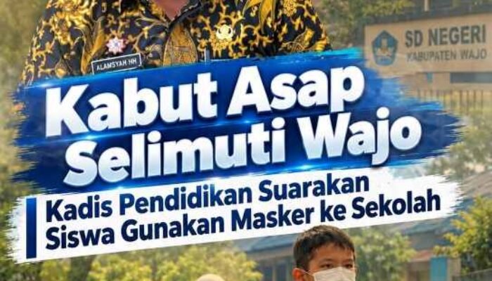 Disdikbud Wajo Ajak Siswa Gunakan Masker Saat Berangkat Sekolah, Antisipasi Dampak Kabut Asap