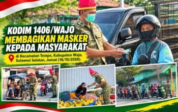 Lindungi Warga dari Asap Karhutla, Kodim 1406/Wajo Bagikan Masker