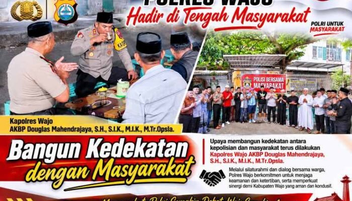 Polisi Bersama Masyarakat, Kapolres Wajo Ngopi Bareng Warga Usai Salat Subuh